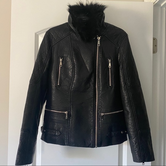Forever 21 FAUX FUR TRIMMED MOTO JACKET - Picture 5 of 10
